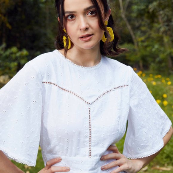 Pure cotton white mini dress - Picture 4 of 6